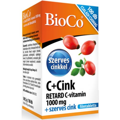 BioCo C+Cink Retard C-vitamin 1000mg + szerves cink 100db filmtabletta