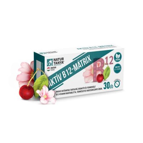 Natur Tanya® Aktív B12-Mátrix 1000mcg 30 db rágótabletta, vadcseresznye ízű