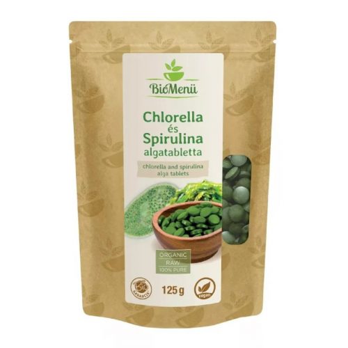 BIO Chlorella és spirulina alga tabletta 125g BioMenü