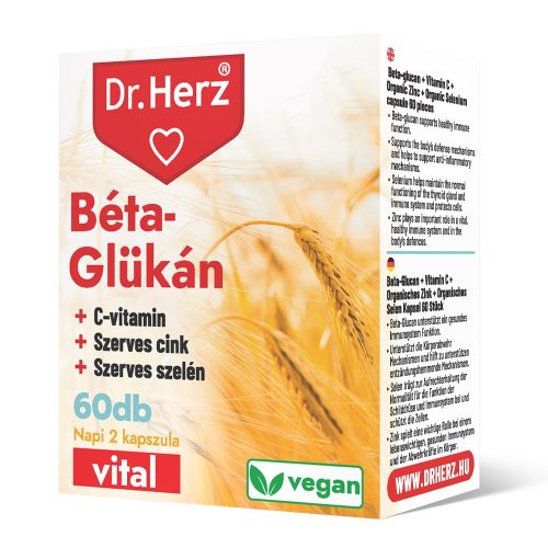 Dr. Herz Béta-Glükán+Szerves Cink,Szelén+C-vitamin vegan kapszula 60 db DOBOZOS