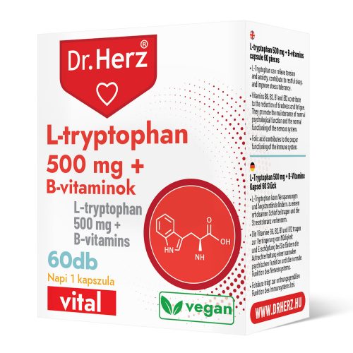 DR Herz L-tryptophan 500 mg + B-vitaminok 60 db kapszula doboz