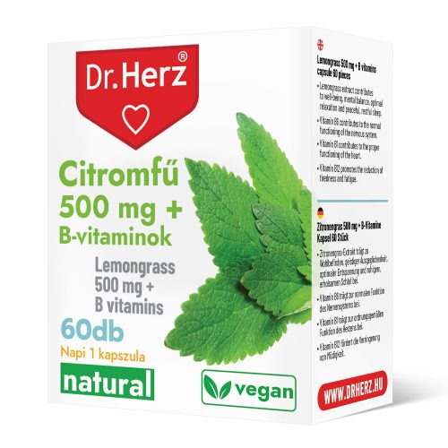 DR Herz Citromfű 500 mg + B-vitaminok 60 db kapszula doboz